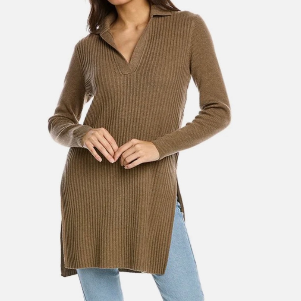 Alex Mill Ribbed Wool Knit Tunic - M (Heather Latte Color)